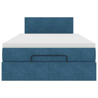 vidaXL Struttura Letto Pouf con Materasso Blu Scuro 120x200 cm Velluto