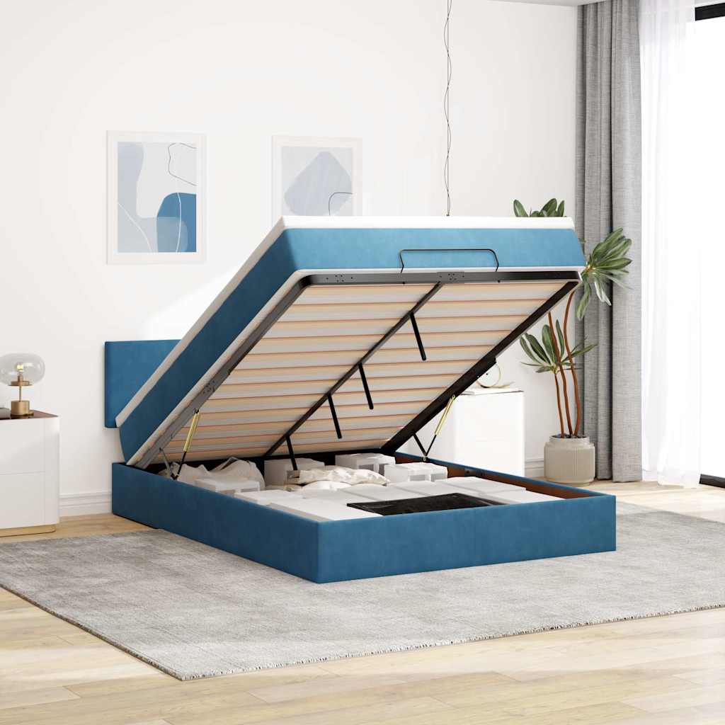 Struttura Letto Pouf con Materasso 140x190 cm in Velluto 3311703