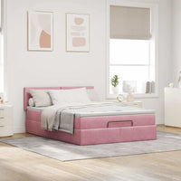 vidaXL Struttura Letto Pouf con Materasso Rosa 140x190 cm in Velluto