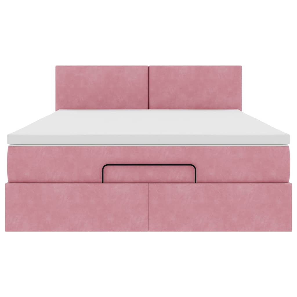 vidaXL Struttura Letto Pouf con Materasso Rosa 140x190 cm in Velluto