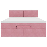 vidaXL Struttura Letto Pouf con Materasso Rosa 140x190 cm in Velluto