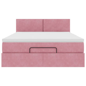 vidaXL Struttura Letto Pouf con Materasso Rosa 140x190 cm in Velluto