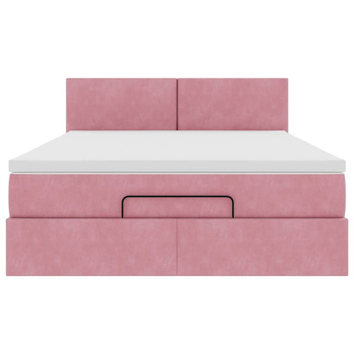 vidaXL Struttura Letto Pouf con Materasso Rosa 140x190 cm in Velluto