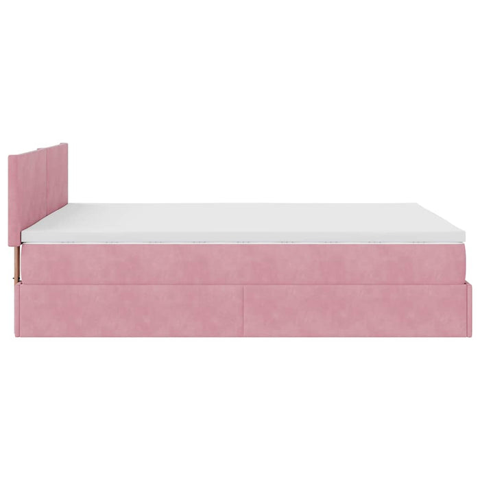 vidaXL Struttura Letto Pouf con Materasso Rosa 140x190 cm in Velluto