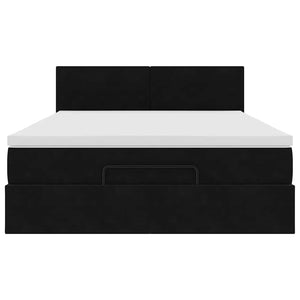 vidaXL Struttura Letto Pouf con Materasso Nero 140x200 cm in Velluto