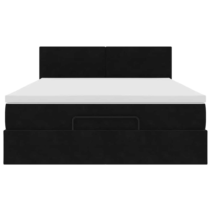 vidaXL Struttura Letto Pouf con Materasso Nero 140x200 cm in Velluto