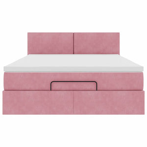 vidaXL Struttura Letto Pouf con Materasso Rosa 140x200 cm in Velluto