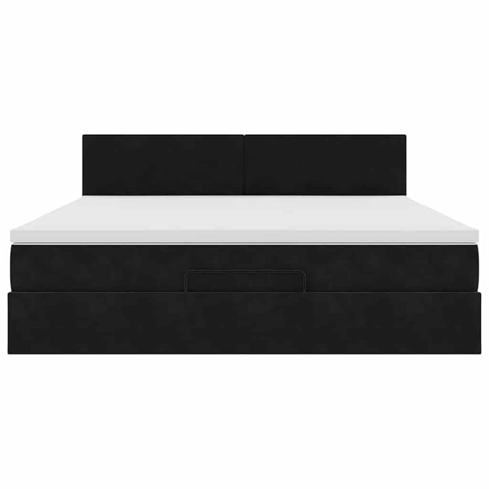 vidaXL Struttura Letto Pouf con Materasso Nero 180x200 cm in Velluto