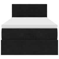 Struttura Letto Pouf con Materasso Nero 80x200 cm in Velluto 3311737