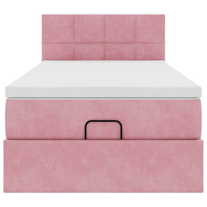 vidaXL Struttura Letto Pouf con Materasso Rosa 80x200 cm Velluto