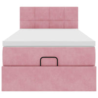 vidaXL Struttura Letto Pouf con Materasso Rosa 90x190 cm in Velluto