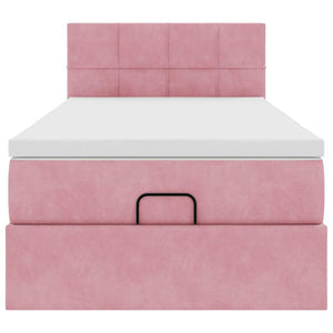 vidaXL Struttura Letto Pouf con Materasso Rosa 90x190 cm in Velluto