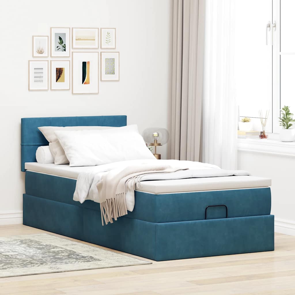 vidaXL Struttura Letto Pouf con Materasso 90x200 cm in Velluto