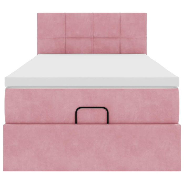 vidaXL Struttura Letto Pouf con Materasso Rosa 90x200 cm in Velluto