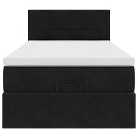 Struttura Letto Pouf con Materasso Nero 100x200 cm Velluto 3311755