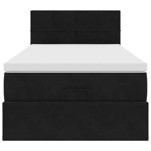 Struttura Letto Pouf con Materasso Nero 100x200 cm Velluto 3311755