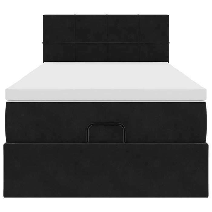 Struttura Letto Pouf con Materasso Nero 100x200 cm Velluto 3311755