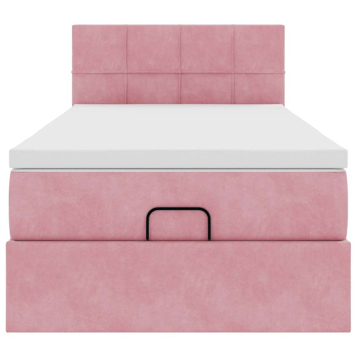 vidaXL Struttura Letto Pouf con Materasso Rosa 100x200 cm Velluto