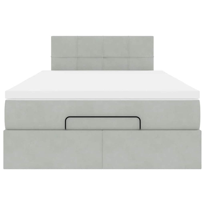 Pouf Letto con Materasso Grigio Chiaro 120x190 cm in Velluto 3311759