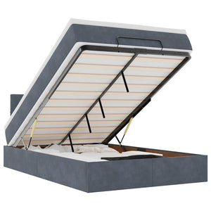 Pouf Letto con Materasso Grigio Scuro 120x190 cm Velluto 3311760