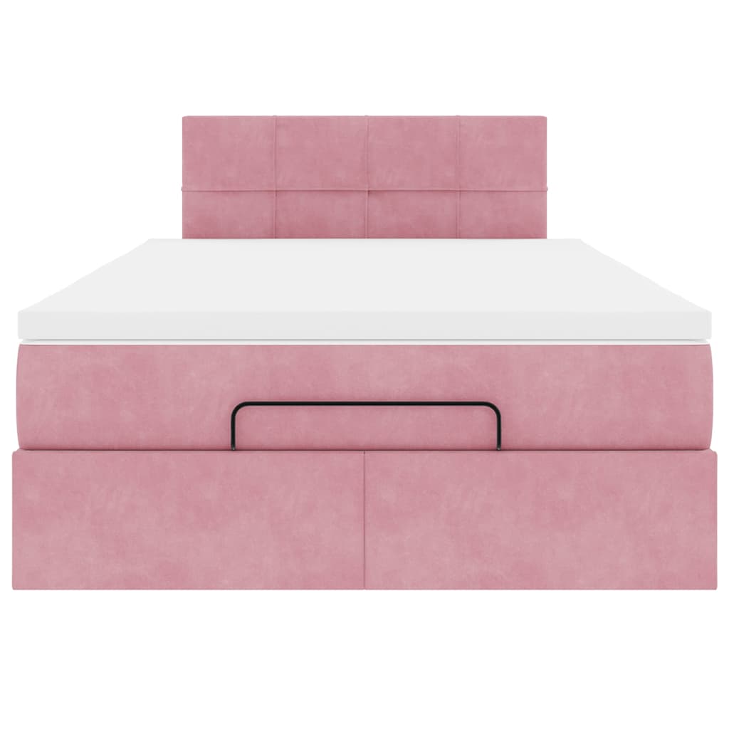 vidaXL Pouf Letto con Materasso Rosa 120x190 cm Velluto