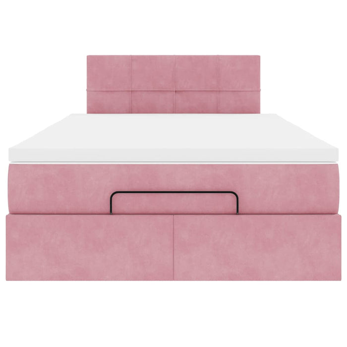 vidaXL Pouf Letto con Materasso Rosa 120x190 cm Velluto
