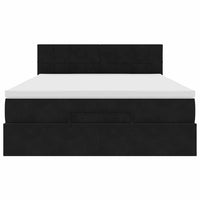 vidaXL Struttura Letto Pouf con Materasso Nero 140x190 cm in Velluto