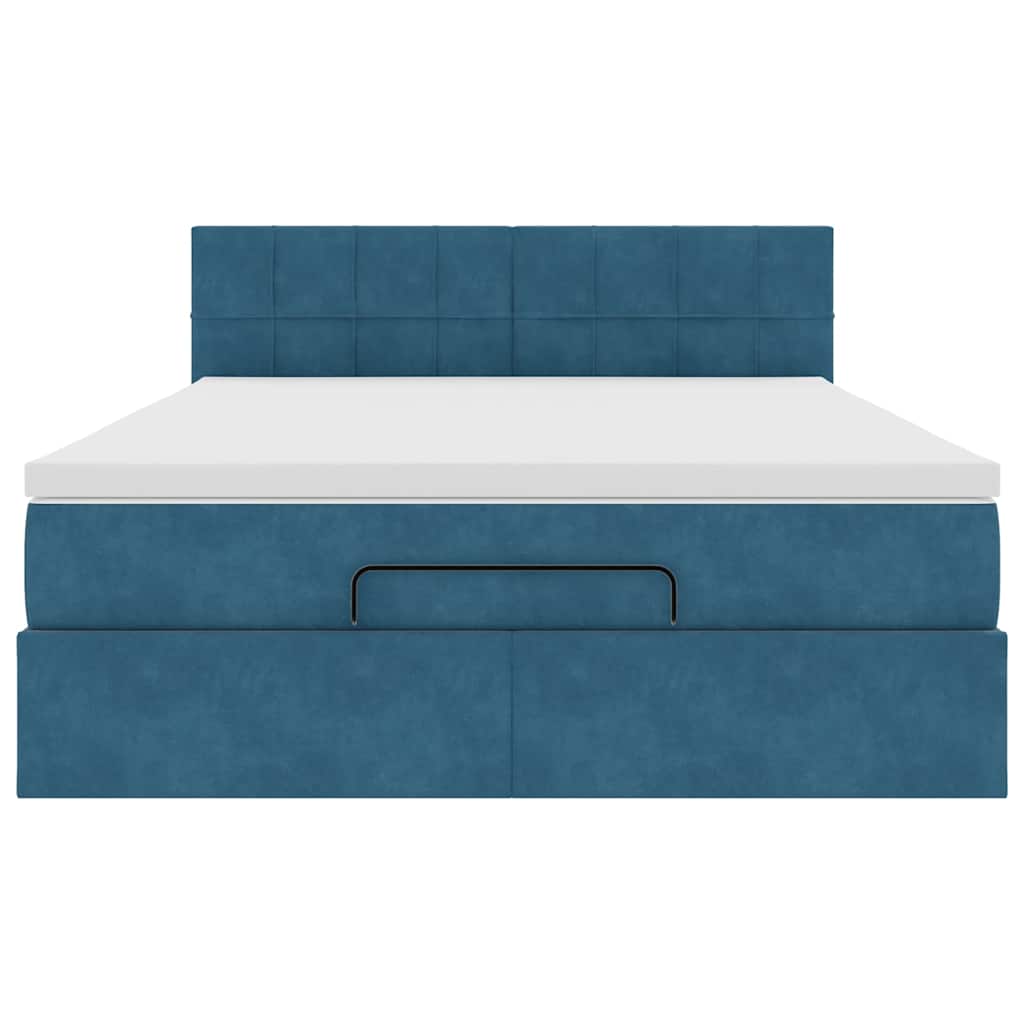 Struttura Letto Pouf con Materasso 140x190 cm in Velluto