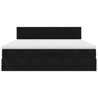 vidaXL Struttura Letto Pouf con Materasso Nero 160x200 cm in Velluto