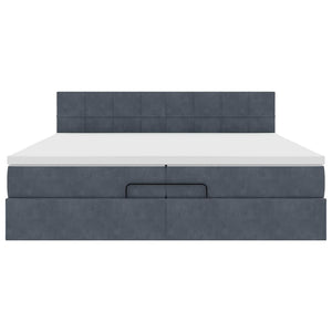 Struttura Letto Pouf con Materasso 200x200 cm in Velluto 3311796