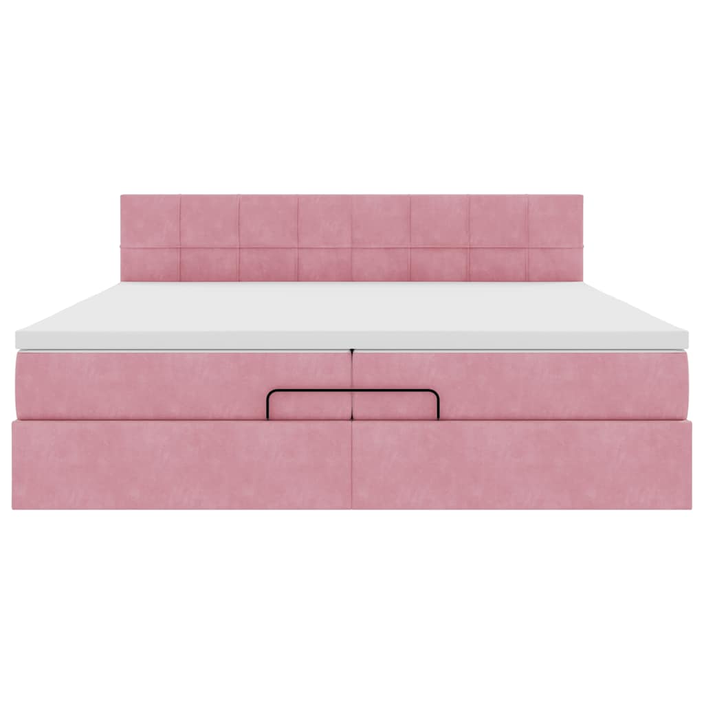 vidaXL Struttura Letto Pouf con Materasso Rosa 200x200 cm Velluto