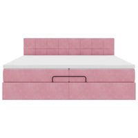 vidaXL Struttura Letto Pouf con Materasso Rosa 200x200 cm Velluto