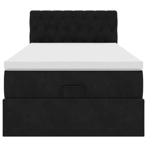 vidaXL Struttura Letto Pouf con Materasso Nero 80x200 cm in Velluto