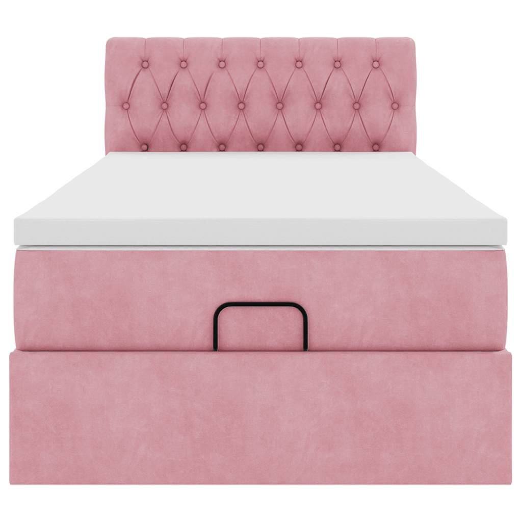 vidaXL Struttura Letto Pouf con Materasso Rosa 80x200 cm Velluto