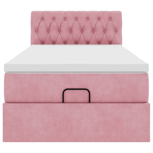 vidaXL Struttura Letto Pouf con Materasso Rosa 80x200 cm Velluto