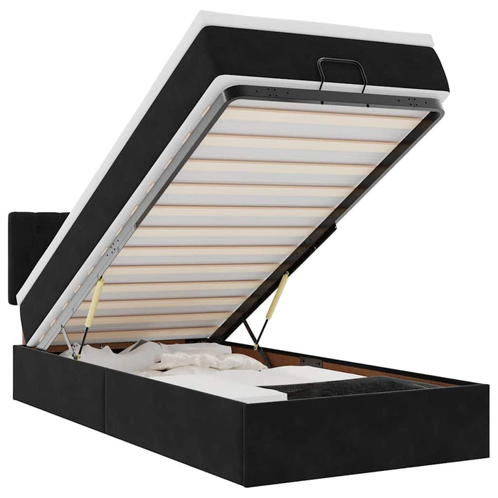 vidaXL Struttura Letto Pouf con Materasso Nero 90x200 cm in Velluto