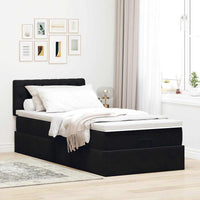 vidaXL Struttura Letto Pouf con Materasso Nero 90x200 cm in Velluto
