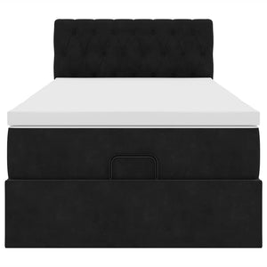 vidaXL Struttura Letto Pouf con Materasso Nero 90x200 cm in Velluto