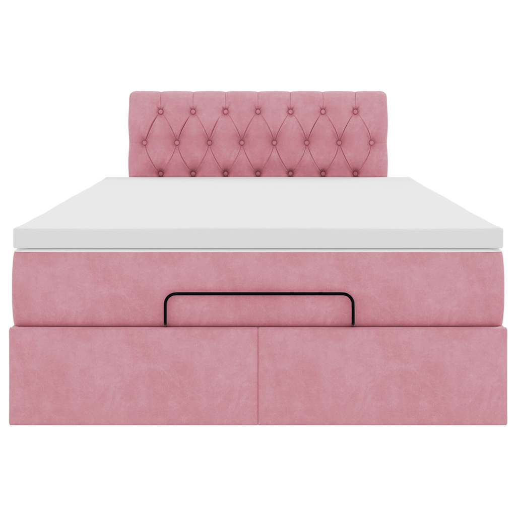 vidaXL Pouf Letto con Materasso Rosa 120x190 cm Velluto