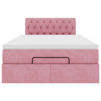 vidaXL Pouf Letto con Materasso Rosa 120x190 cm Velluto