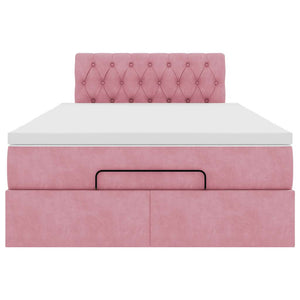 vidaXL Pouf Letto con Materasso Rosa 120x190 cm Velluto