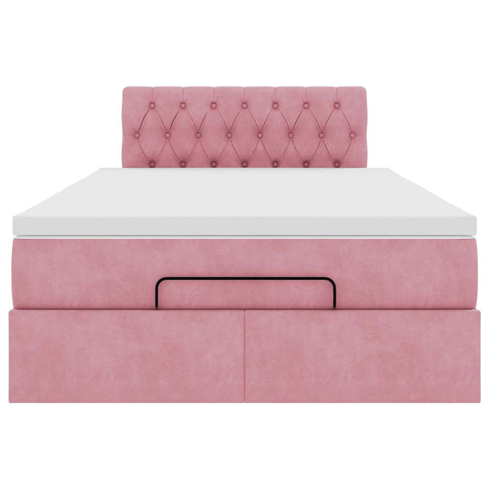 vidaXL Pouf Letto con Materasso Rosa 120x190 cm Velluto