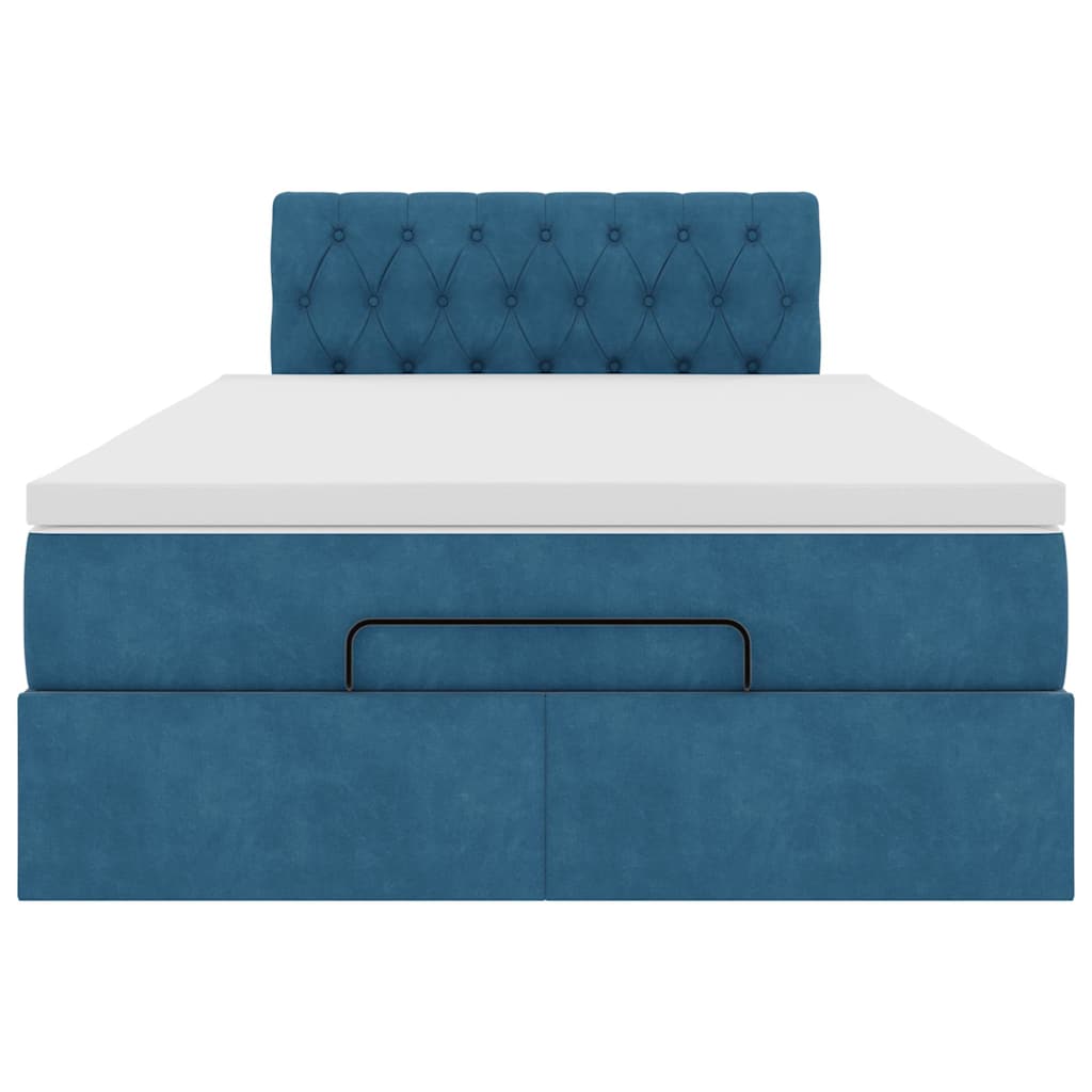 vidaXL Struttura Letto Pouf con Materasso Blu Scuro 120x200 cm Velluto