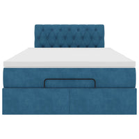 vidaXL Struttura Letto Pouf con Materasso Blu Scuro 120x200 cm Velluto