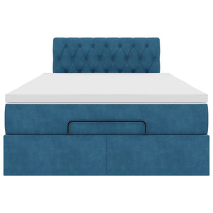 vidaXL Struttura Letto Pouf con Materasso Blu Scuro 120x200 cm Velluto