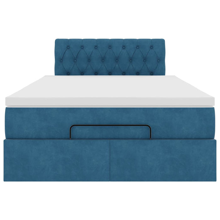 vidaXL Struttura Letto Pouf con Materasso Blu Scuro 120x200 cm Velluto