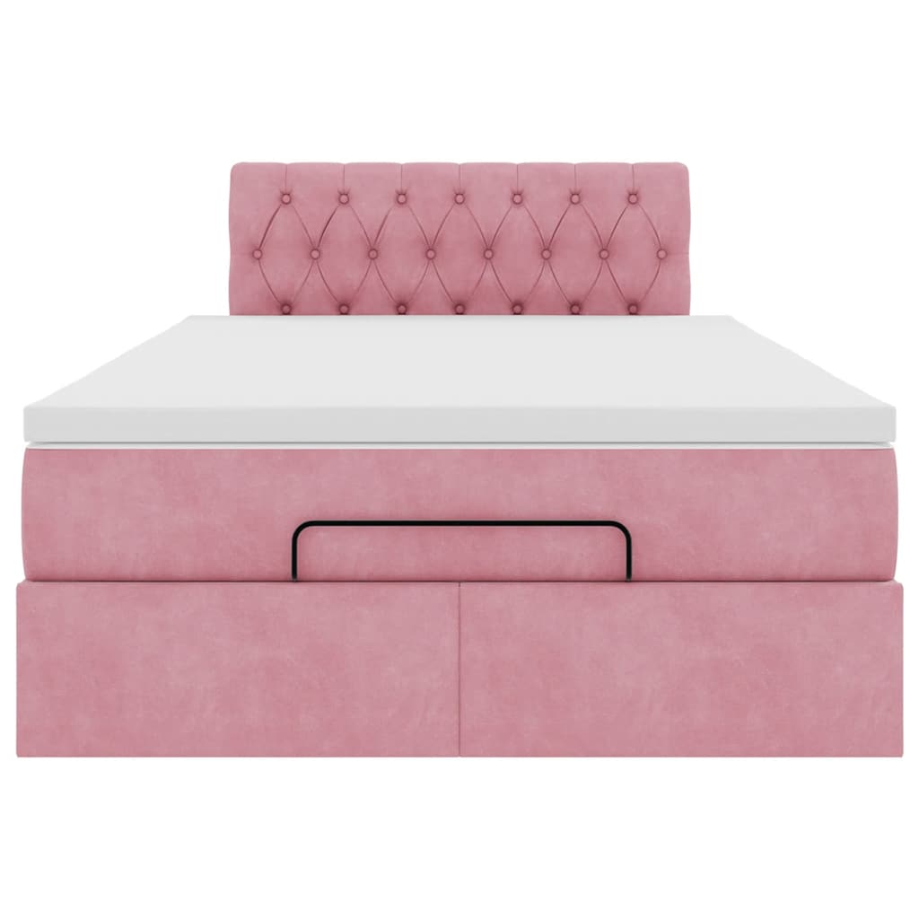 vidaXL Struttura Letto Pouf con Materasso Rosa 120x200 cm Velluto