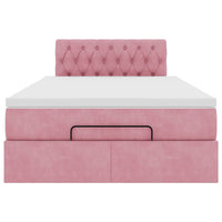 vidaXL Struttura Letto Pouf con Materasso Rosa 120x200 cm Velluto