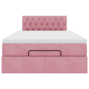 vidaXL Struttura Letto Pouf con Materasso Rosa 120x200 cm Velluto