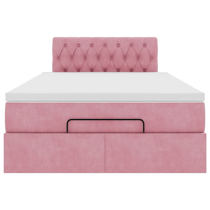 vidaXL Struttura Letto Pouf con Materasso Rosa 120x200 cm Velluto